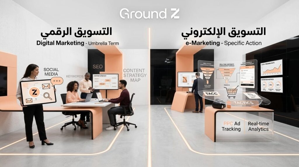 ما الفرق بين التسويق الالكتروني والتسويق الرقمي؟