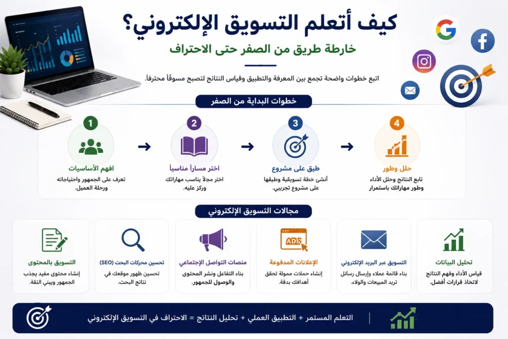 كيف أتعلم التسويق الإلكتروني